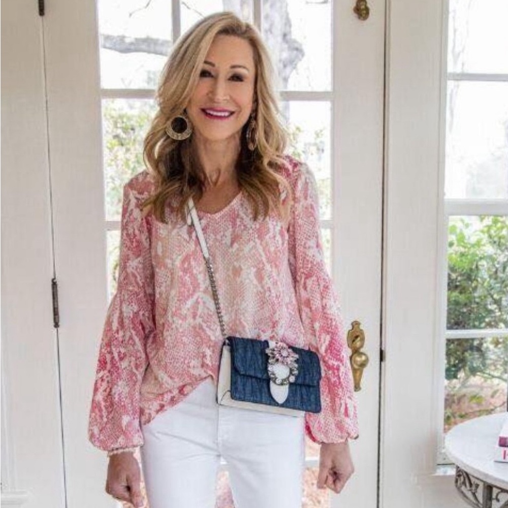 CAbi S, #5708, EUC, Bethany Snake Print Blouse
